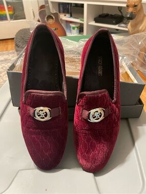 Stacy Adams Men's Quilted Velvet Slip-Ons in Deep Wine